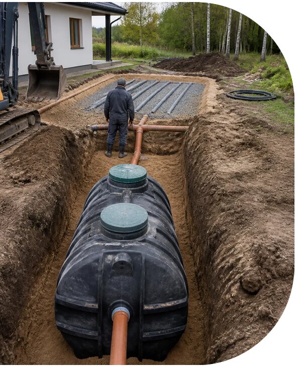 Монтаж септика под ключ с подключением и запуском в Кореновске