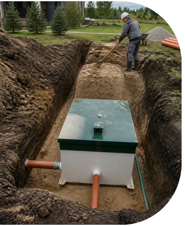 Монтаж септика Юнилос под ключ в Кореновске с гарантией